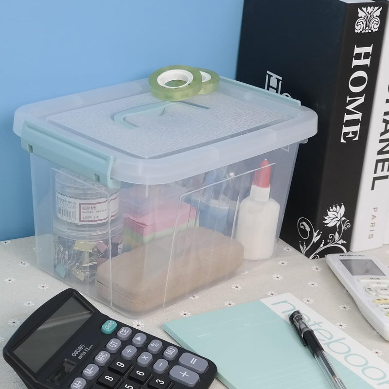 Gloreen 6 Packs 6 Quart Clear Lidded Storage Bins, Plastic Latching Container Box with Handle - Image 3